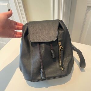 Faux leather drawstring backpack